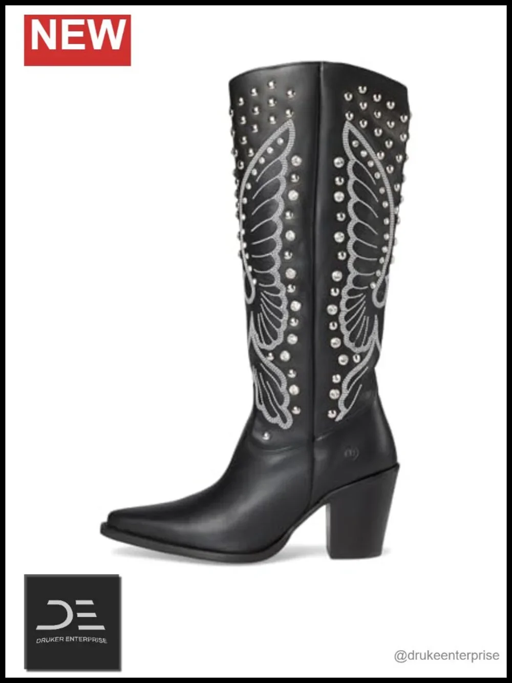 Dingo Women's Leather Knee High Casual Boots Block Heel Snip Toe